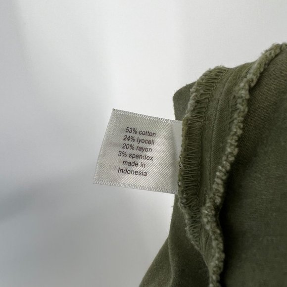 Lane Bryant Plus Size 20 Army Green Flutter Sleeve Canvas Peplum V-Neck Top Blou - Picture 9 of 11